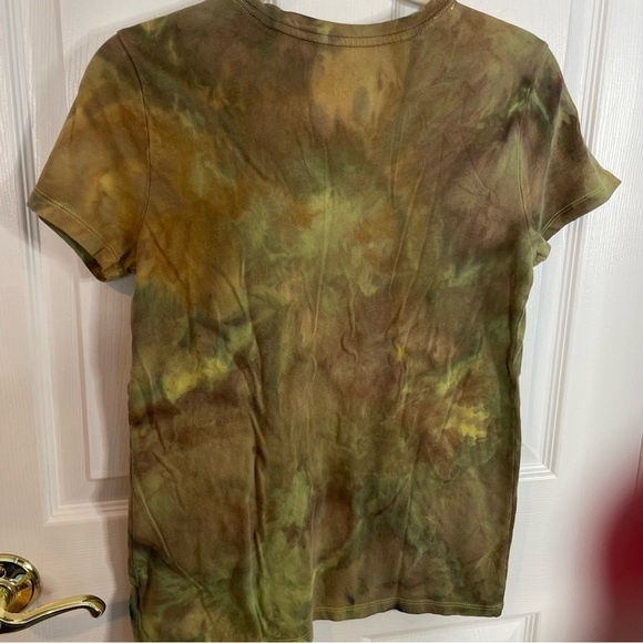 Ladies M tie dyed tee ice dyed fall colors green brown gold earth tones leaves - Picture 4 of 7